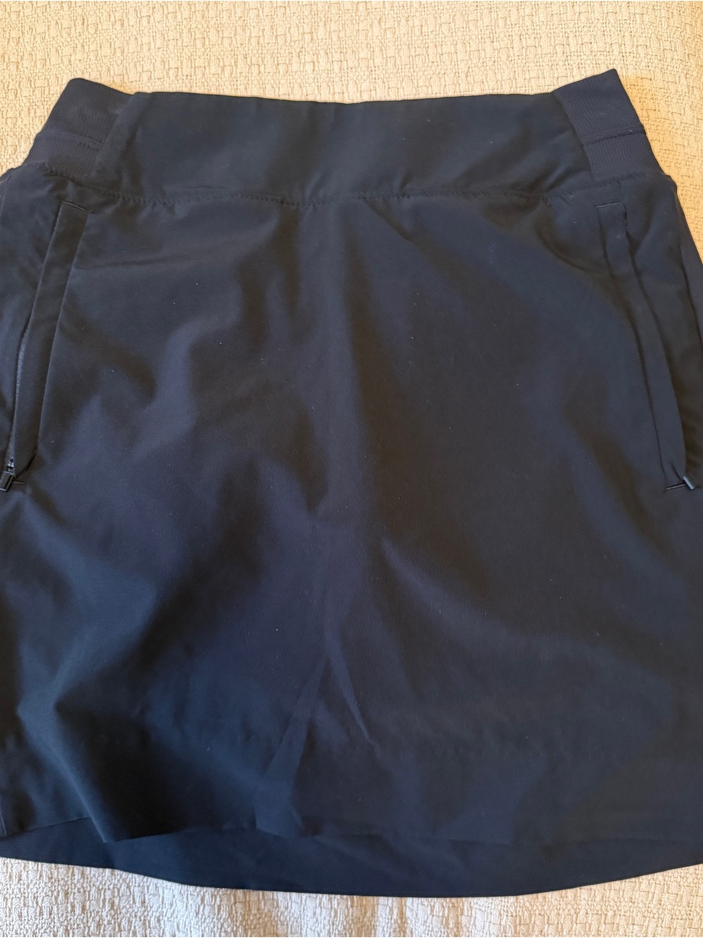 Athleta Black Athletic Skort with Front Zip Pockets and Two Back Pockets